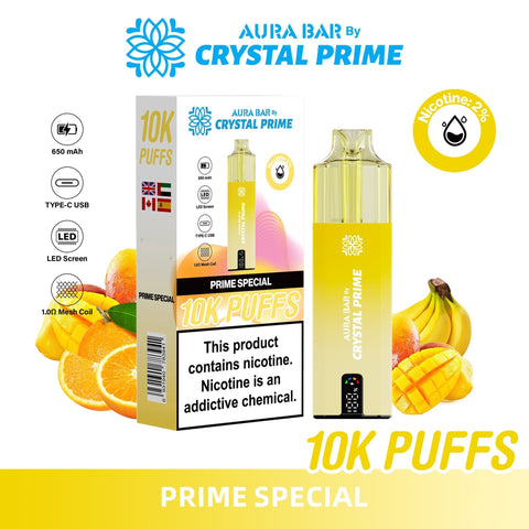 Aura Bar 10K Disposable Vape By Crystal Prime Pack of 5 - Topvapewholesale