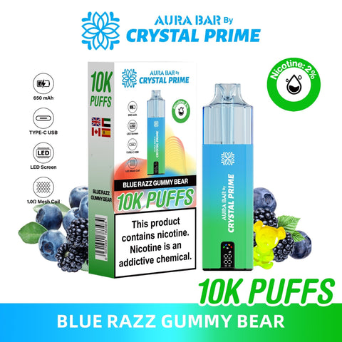 Aura Bar 10K Disposable Vape By Crystal Prime Pack of 5 - Topvapewholesale