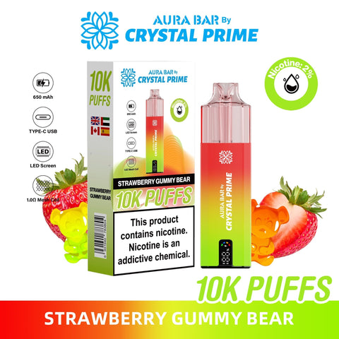 Aura Bar 10K Disposable Vape By Crystal Prime Pack of 5 - Topvapewholesale