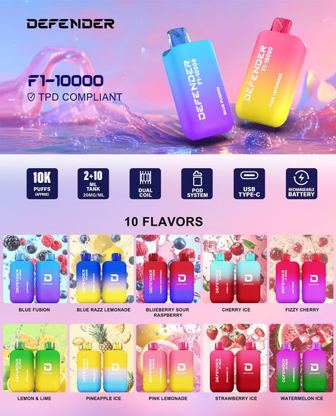 Defender F1 - 10000 Prefilled Pod Vape Kit ( Box of 5 ) - Topvapewholesale
