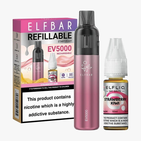 Elf Bar EV5000 Starter Kit & Elfliq Nic Salt 10ml E - Liquid Combo Pack - Topvapewholesale