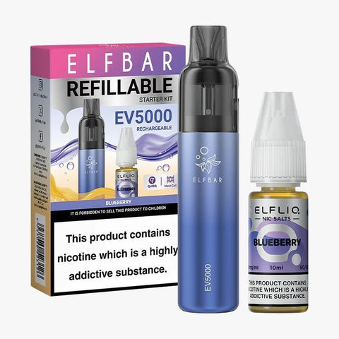 Elf Bar EV5000 Starter Kit & Elfliq Nic Salt 10ml E - Liquid Combo Pack - Topvapewholesale