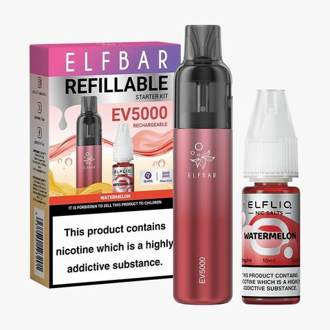 Elf Bar EV5000 Starter Kit & Elfliq Nic Salt 10ml E - Liquid Combo Pack - Topvapewholesale