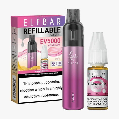 Elf Bar EV5000 Starter Kit & Elfliq Nic Salt 10ml E - Liquid Combo Pack - Topvapewholesale