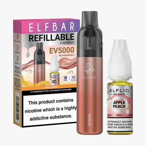 Elf Bar EV5000 Starter Kit & Elfliq Nic Salt 10ml E - Liquid Combo Pack - Topvapewholesale