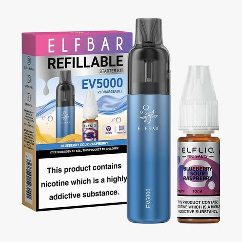 Elf Bar EV5000 Starter Kit & Elfliq Nic Salt 10ml E - Liquid Combo Pack - Topvapewholesale