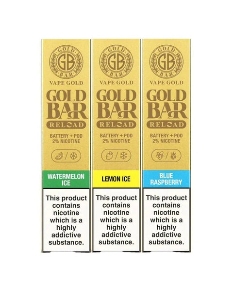 Gold Bar Reload 600 Puffs Prefilled Pod Vape Kit - Box of 10 - Topvapewholesale