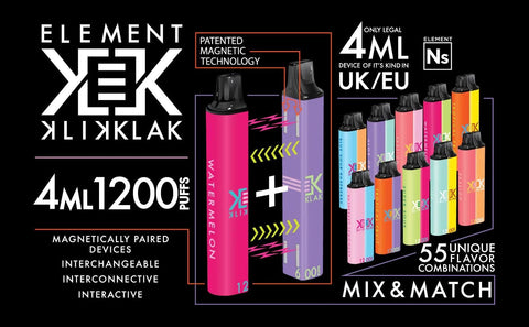Element Klik Klak Magnetic Disposable Vape Pod Box of 10 - Topvapewholesale