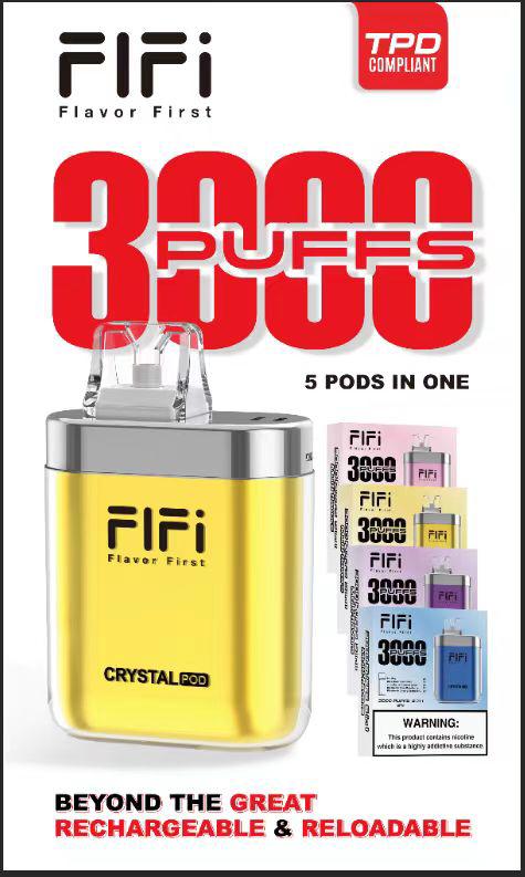 FiFi Crystal Pod 3000 Puffs Disposable Vape Pod 5 in 1 (box of 5) - Topvapewholesale