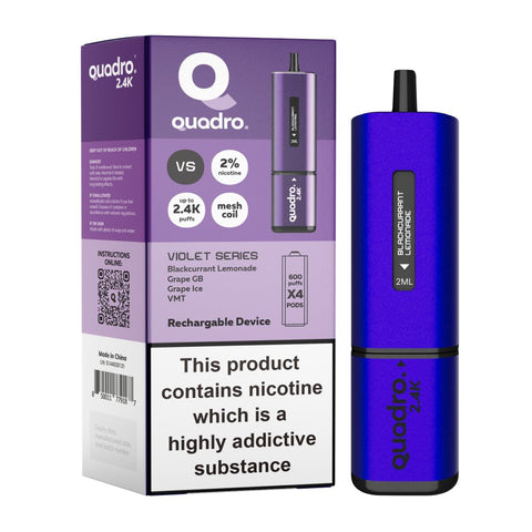 Quadro 2400 Puffs 4 in 1 Rechargable Disposable Vape Pod Device - Box of 5 - Topvapewholesale