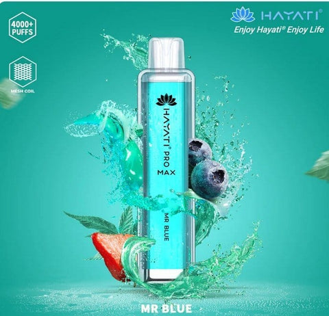 Zero Nicotine Hayati Crystal Pro Max 4000 Disposable Vape Puff Bar Box of 10 - Topvapewholesale
